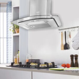 Wall-Mounted Curved Glass Kitchen Chimney